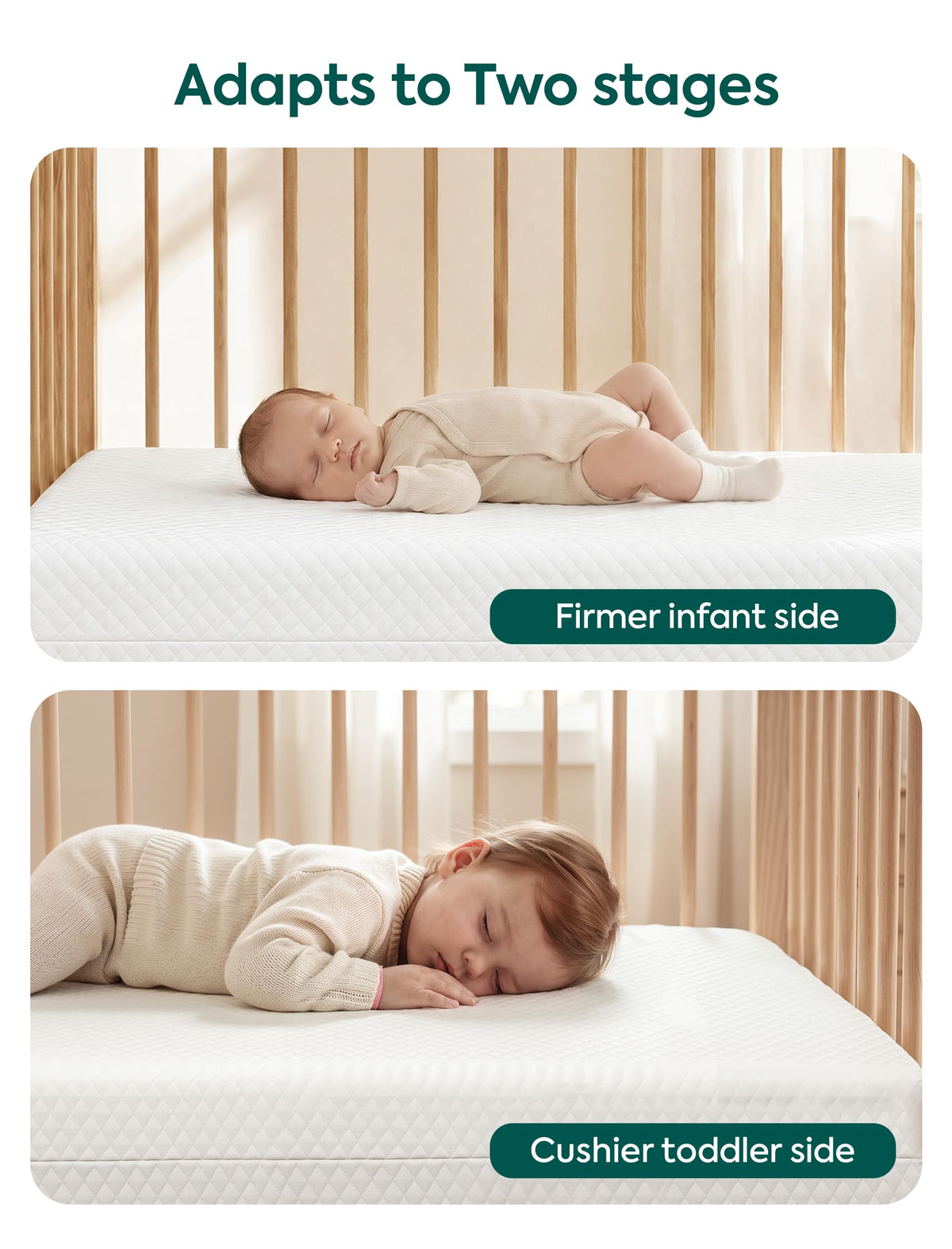 Dual-Sided Memory Foam Waterproof Crib Mattress I550