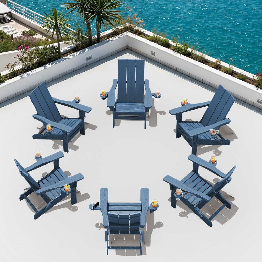 Blue Folding Adirondack Chairs Set of 6 U852172