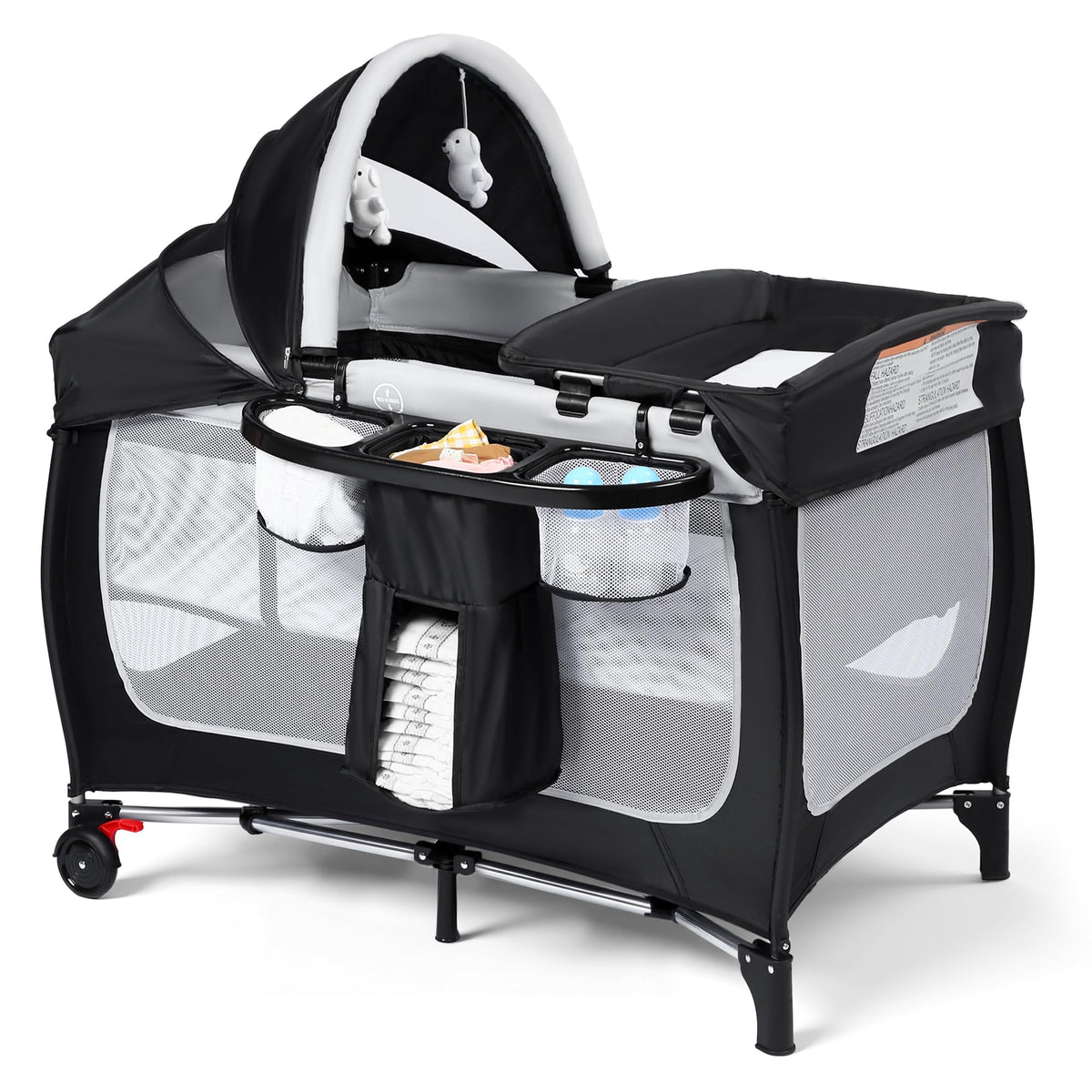 4 in 1 Portable Pack and Play Bassinet, Black X4608