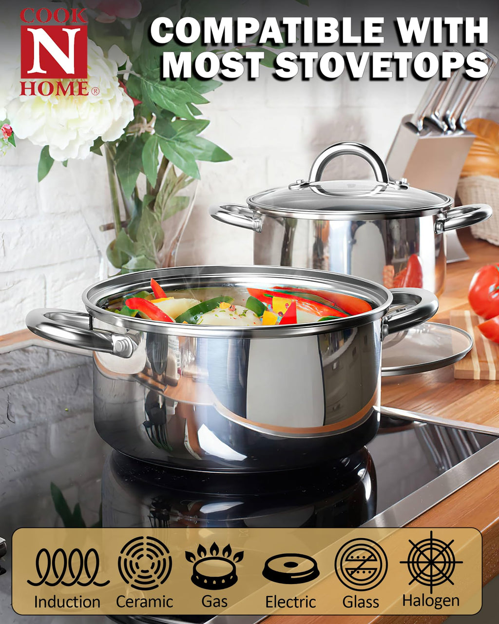 8 Quart Stainless Steel Stock Pot with Lid Q890651