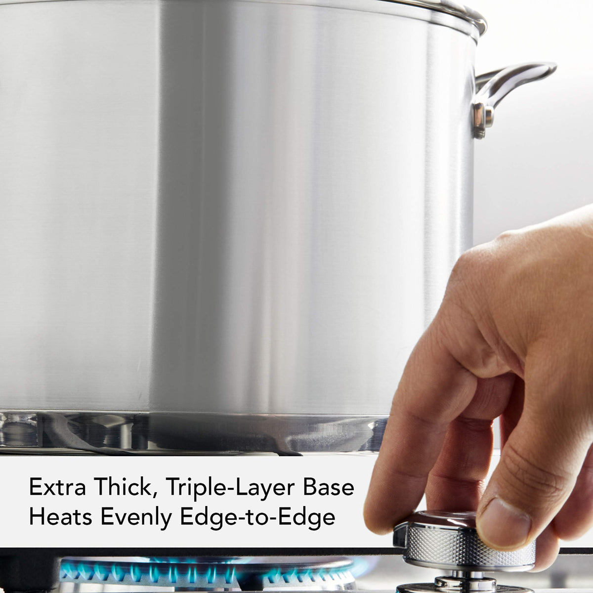 Stainless Steel 3-Ply Base Induction Stock Pot with Lid, 8-Quart F851