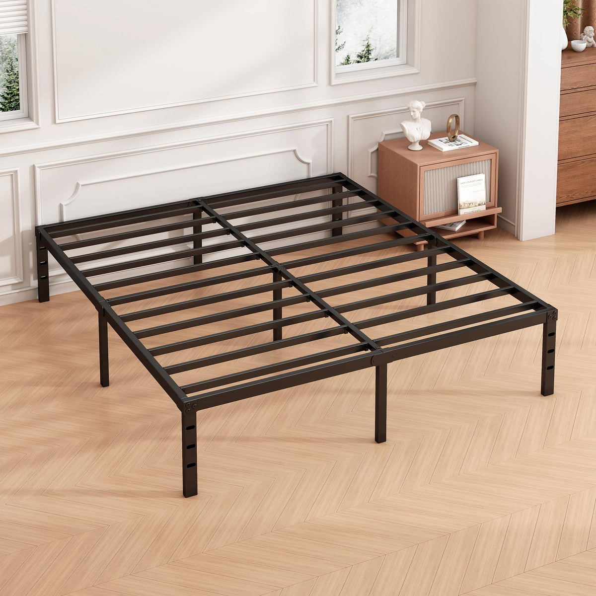 18 Inch Full Bed Frame with Under Bed Storage, Black M355