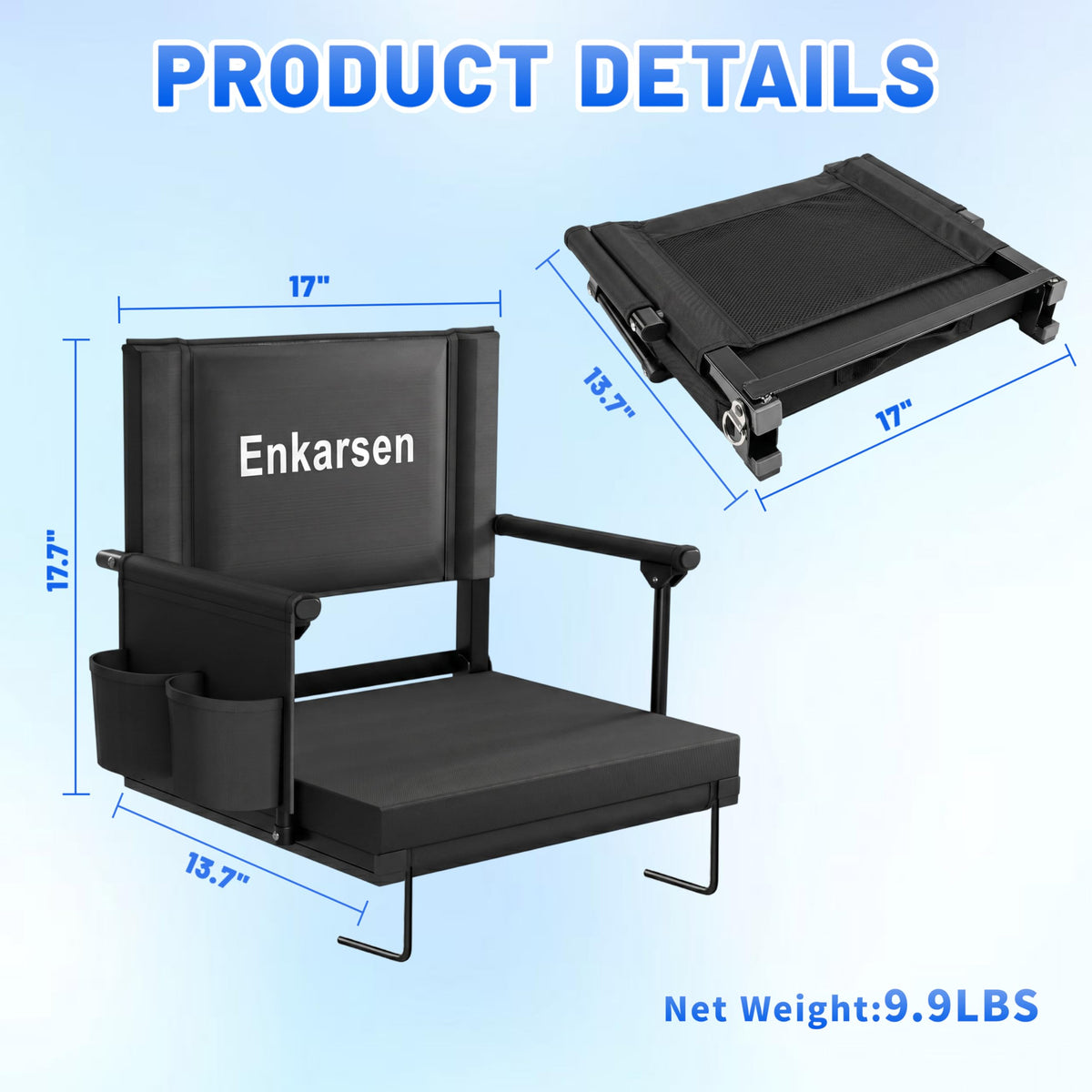 Portable Stadium Seat with Armrests & Cup Holder G9514