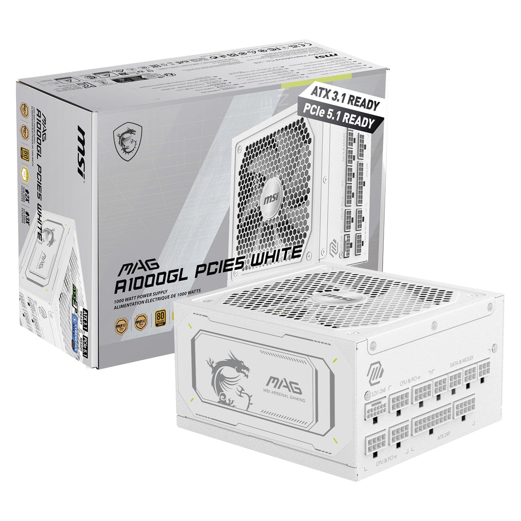 White 1000W Fully Modular 80+ Gold ATX 3.1 Power Supply J65971
