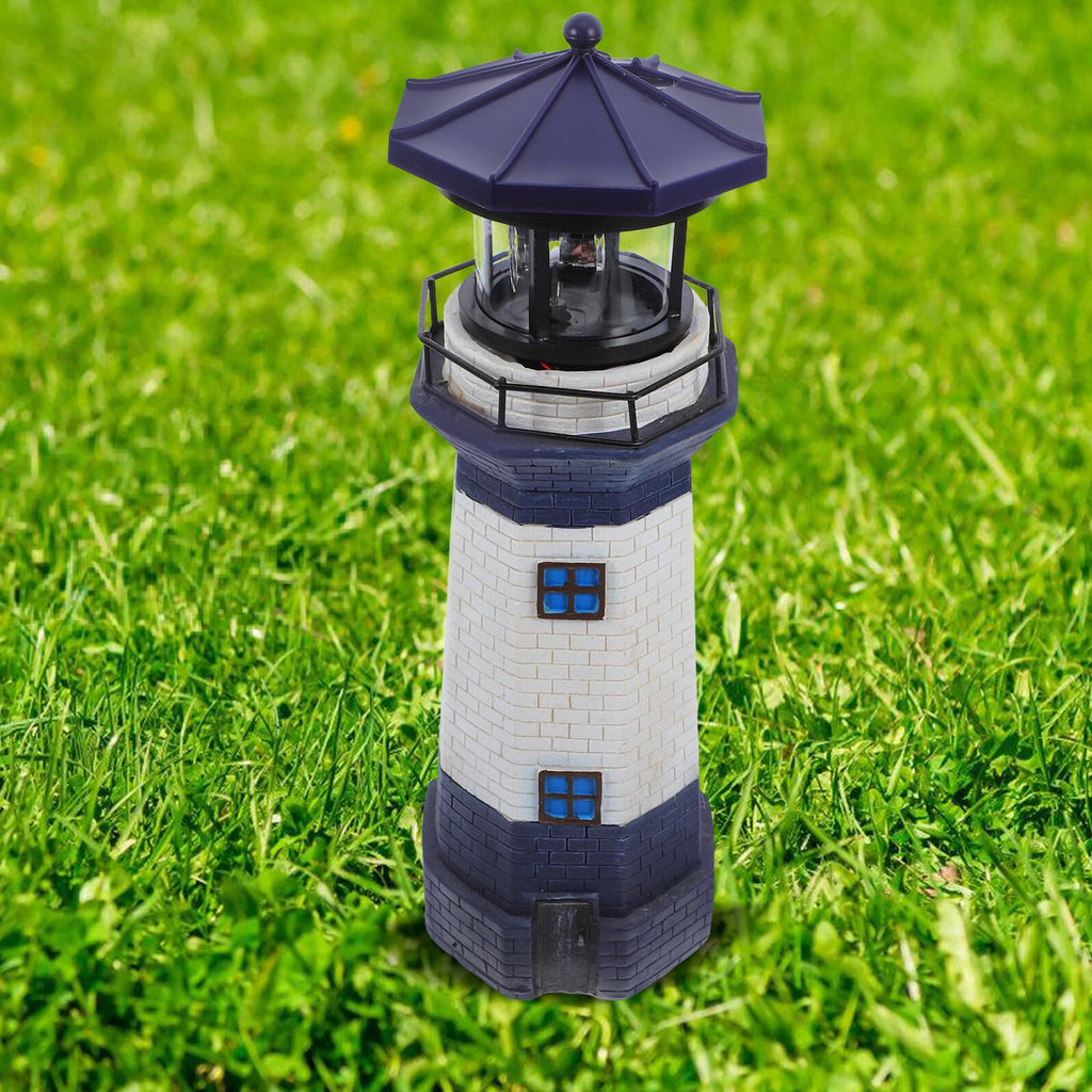 Solar Rotating Lighthouse Light Outdoor Waterproof Garden Decor Z174565