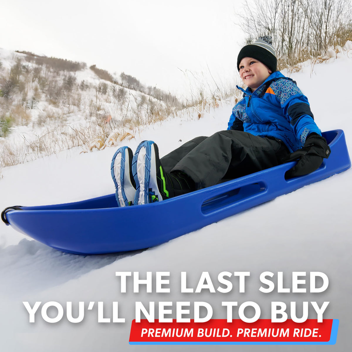 2 Person Snow Sled with Pull Strap and Padded Seat A363