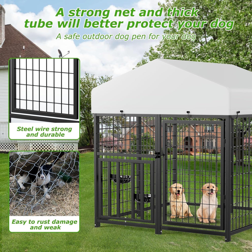 4 x 4 x 4.25 FT Outdoor Dog Kennel with Roof C409