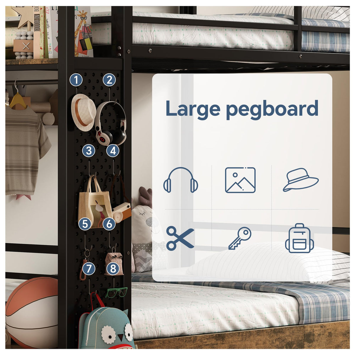 Twin Over Twin Metal Bunk Bed with Storage B732986