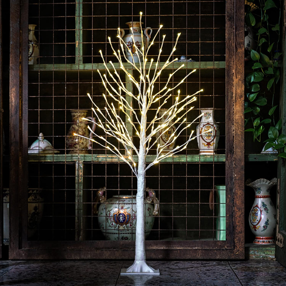 Lighted Birch Tree 4 Feet 160L LED Warm White W3488