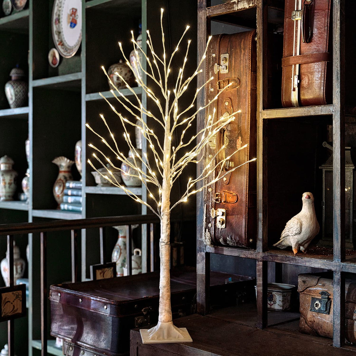 Lighted Birch Tree 4 Feet 160L LED Warm White W3488