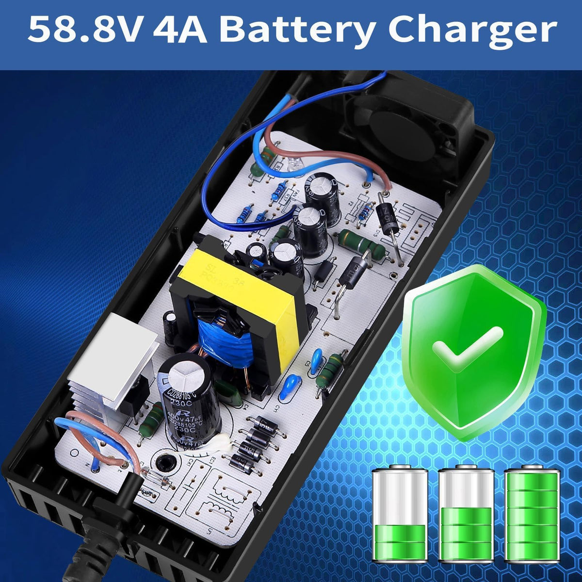 58.8V 4A 3-Plug Lithium Li-ion Battery Charger T561