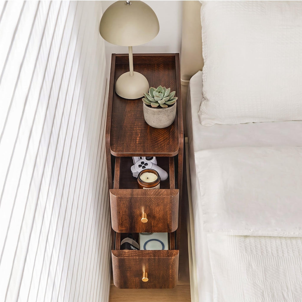 Wooden 2 Drawer Narrow Nightstand R20341