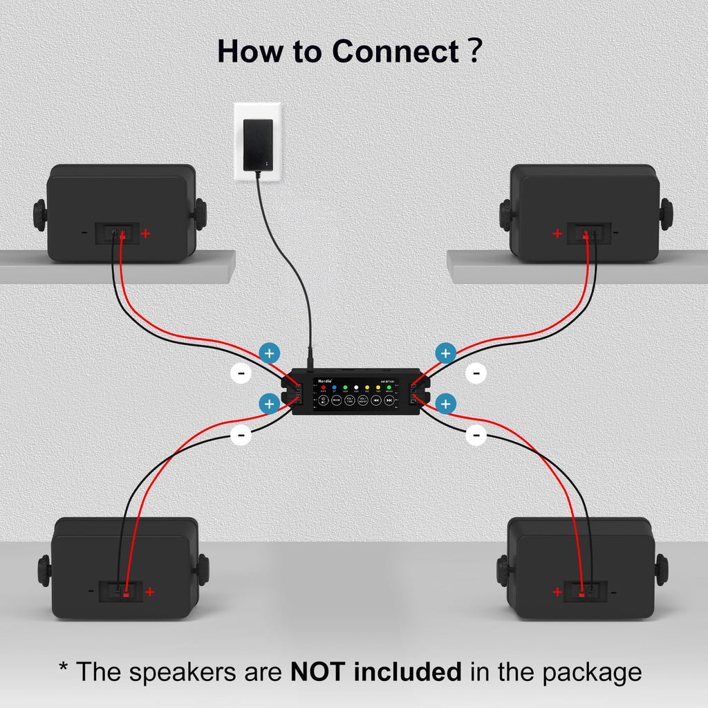4-Channel Bluetooth Amplifier 200W with Power Supply O1601