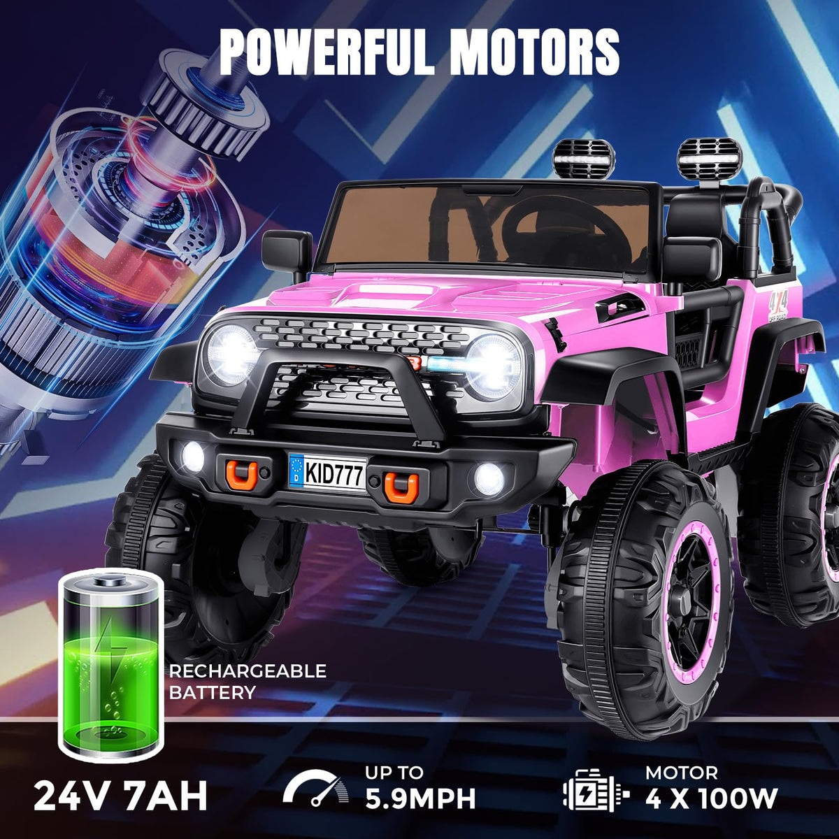 24V Pink Ride on Toy Car H230115