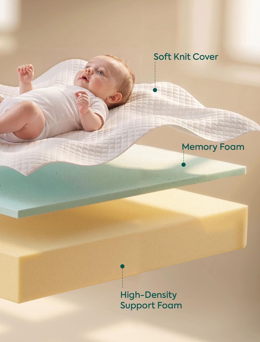 Dual-Sided Memory Foam Waterproof Crib Mattress I550