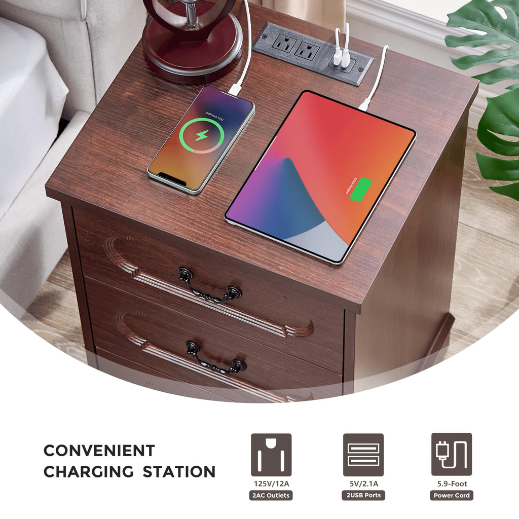 Cherry 3 Drawer Dresser with Charging Station W2680