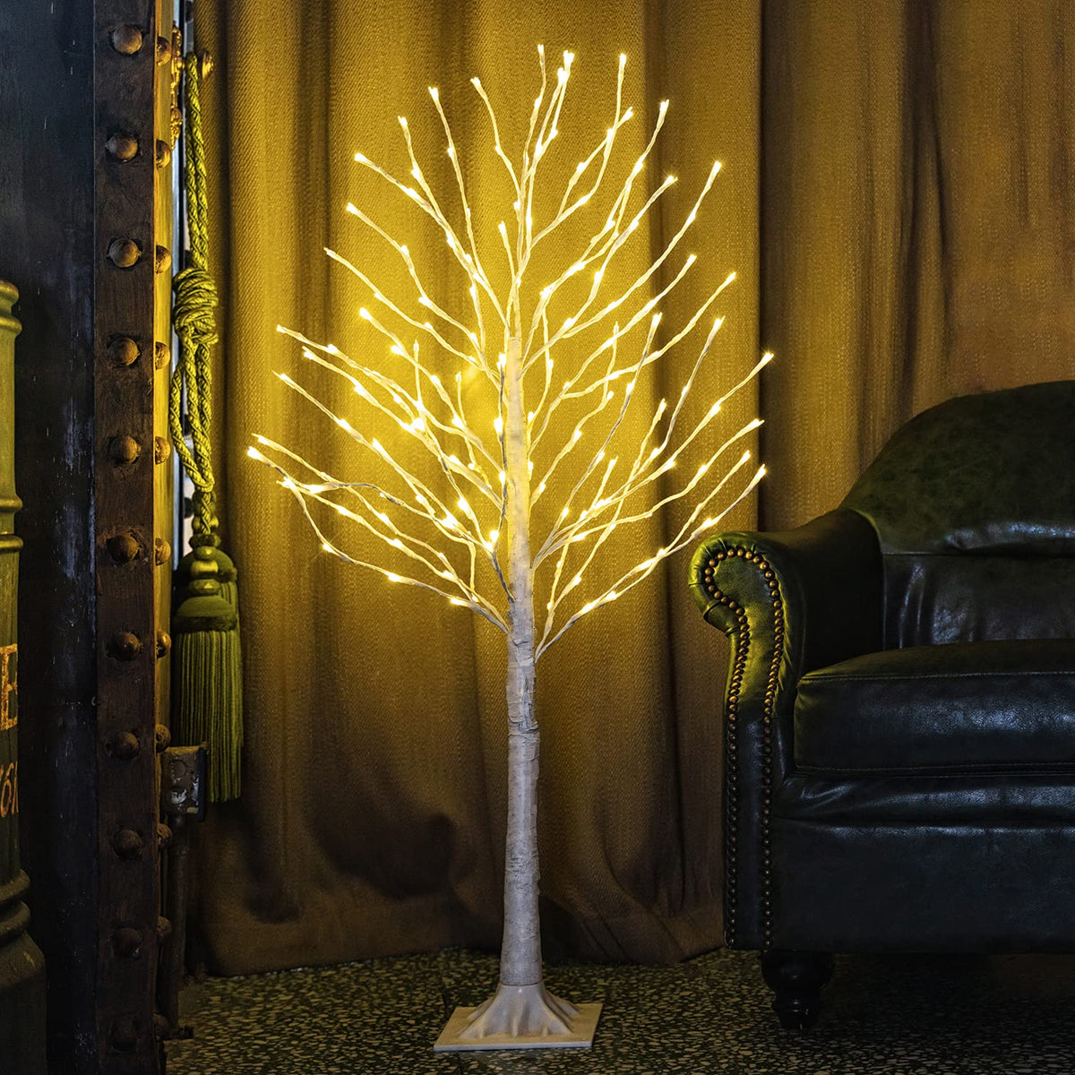 Lighted Birch Tree 4 Feet 160L LED Warm White W3488