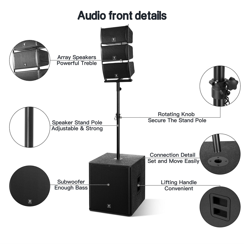 Powered PA Speaker System 6 Line Array Speakers 2PCS 18 Inch Subwoofers O573784
