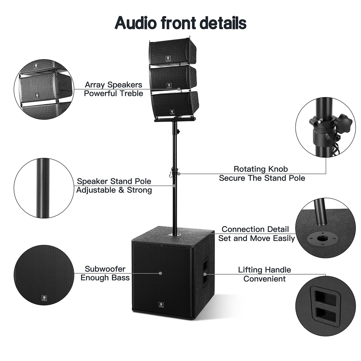 Powered PA Speaker System 6 Line Array Speakers 2PCS 18 Inch Subwoofers O573784
