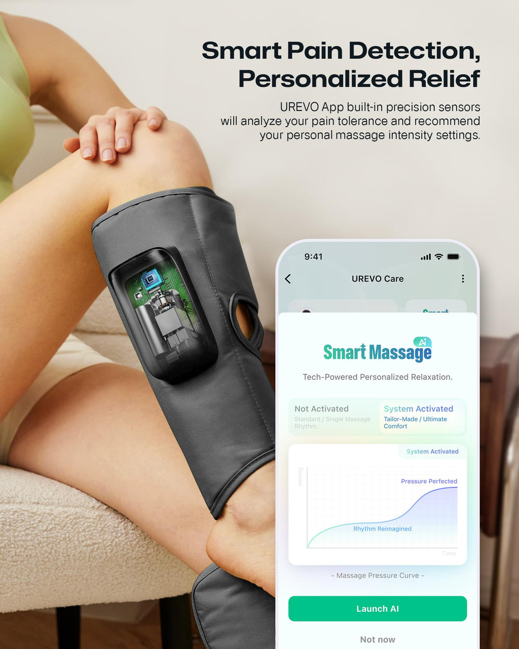 Smart Calf Massager with Air Compression, Adjustable Heat P386523