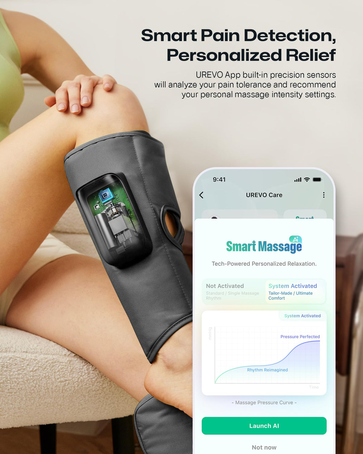 Smart Calf Massager with Air Compression, Adjustable Heat P386523