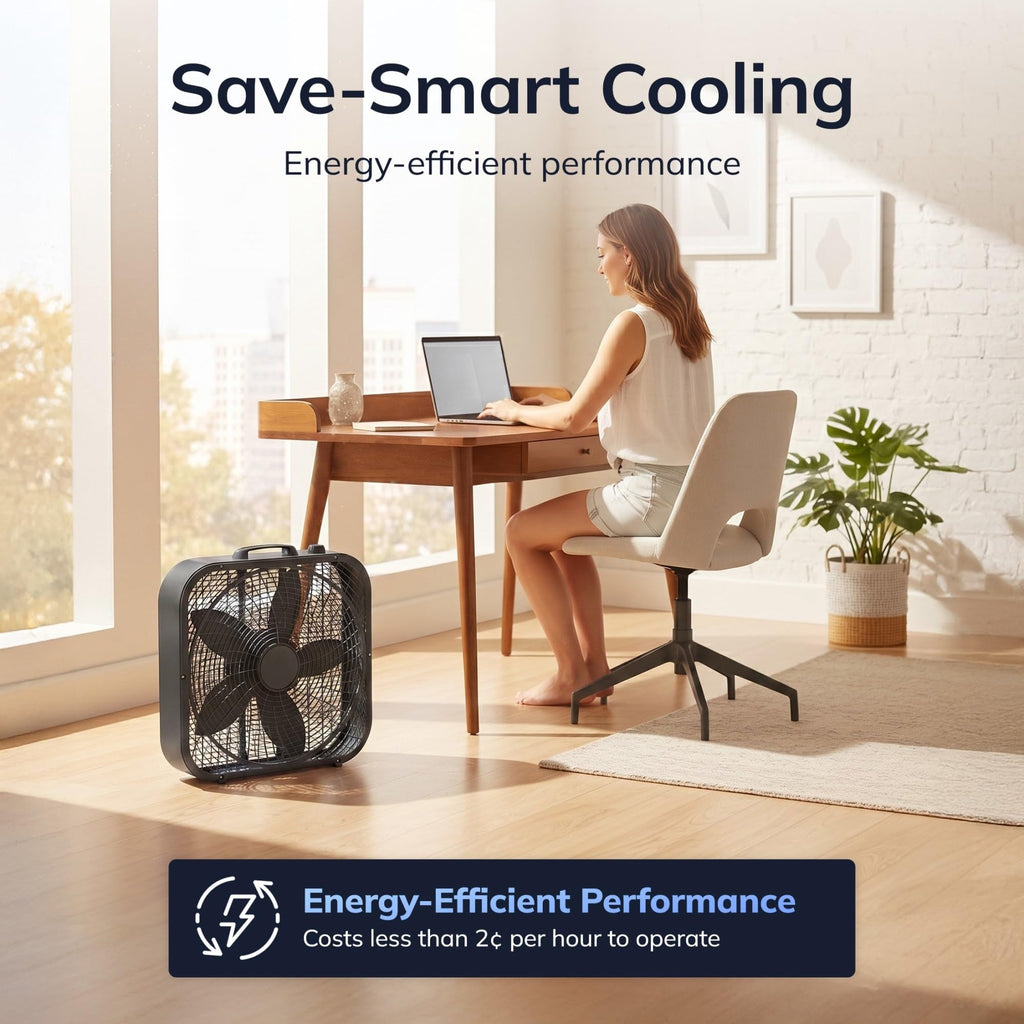 20" Classic Box Fan, 3 Speeds, Black Y644
