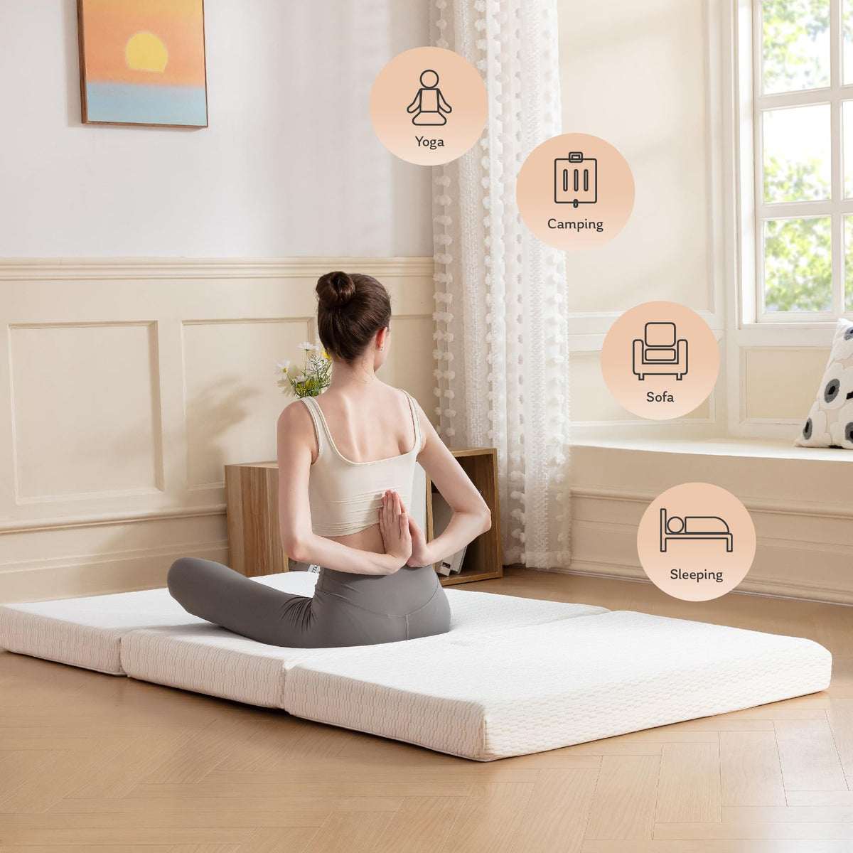 3 Inch Twin Tri Fold Memory Foam Mattress Topper L910019