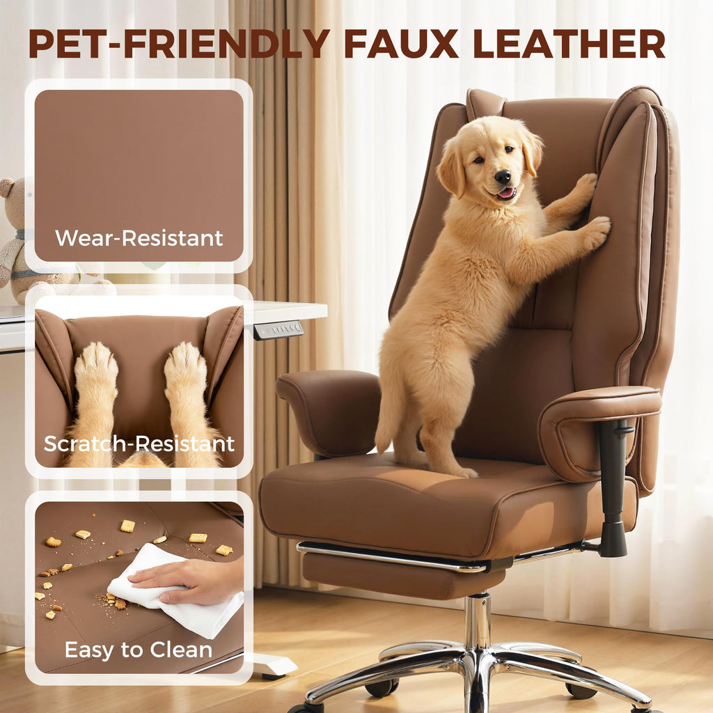 Brown Ergonomic Reclining Office Chair with Footrest P36989