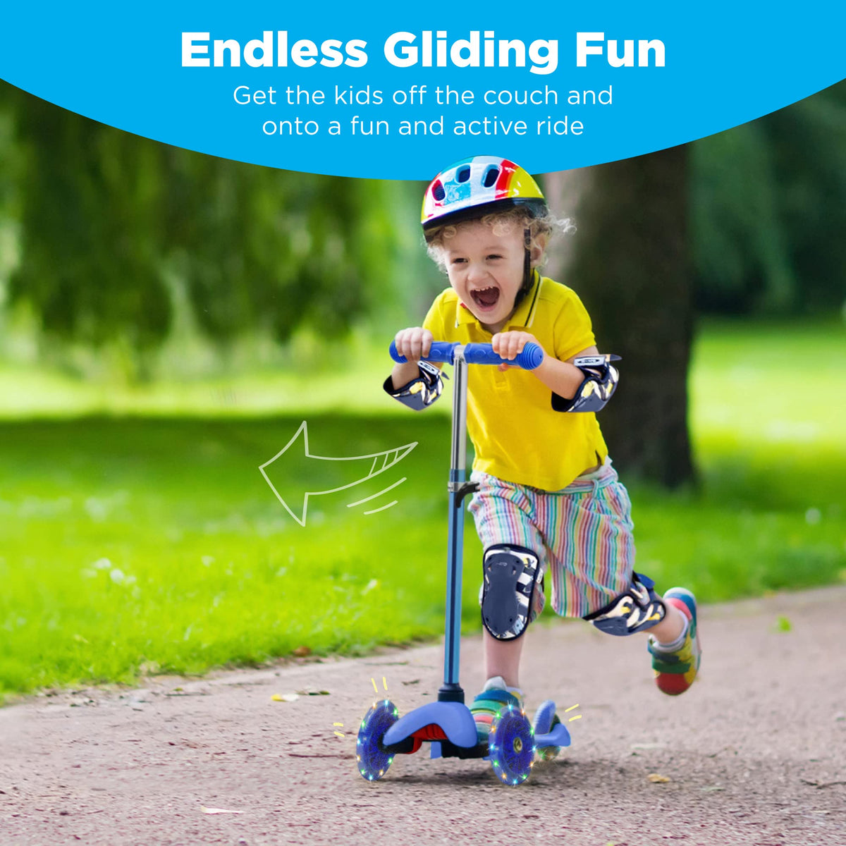 Kids 3-Wheel Scooter with LED Light-Up Wheels Q133909