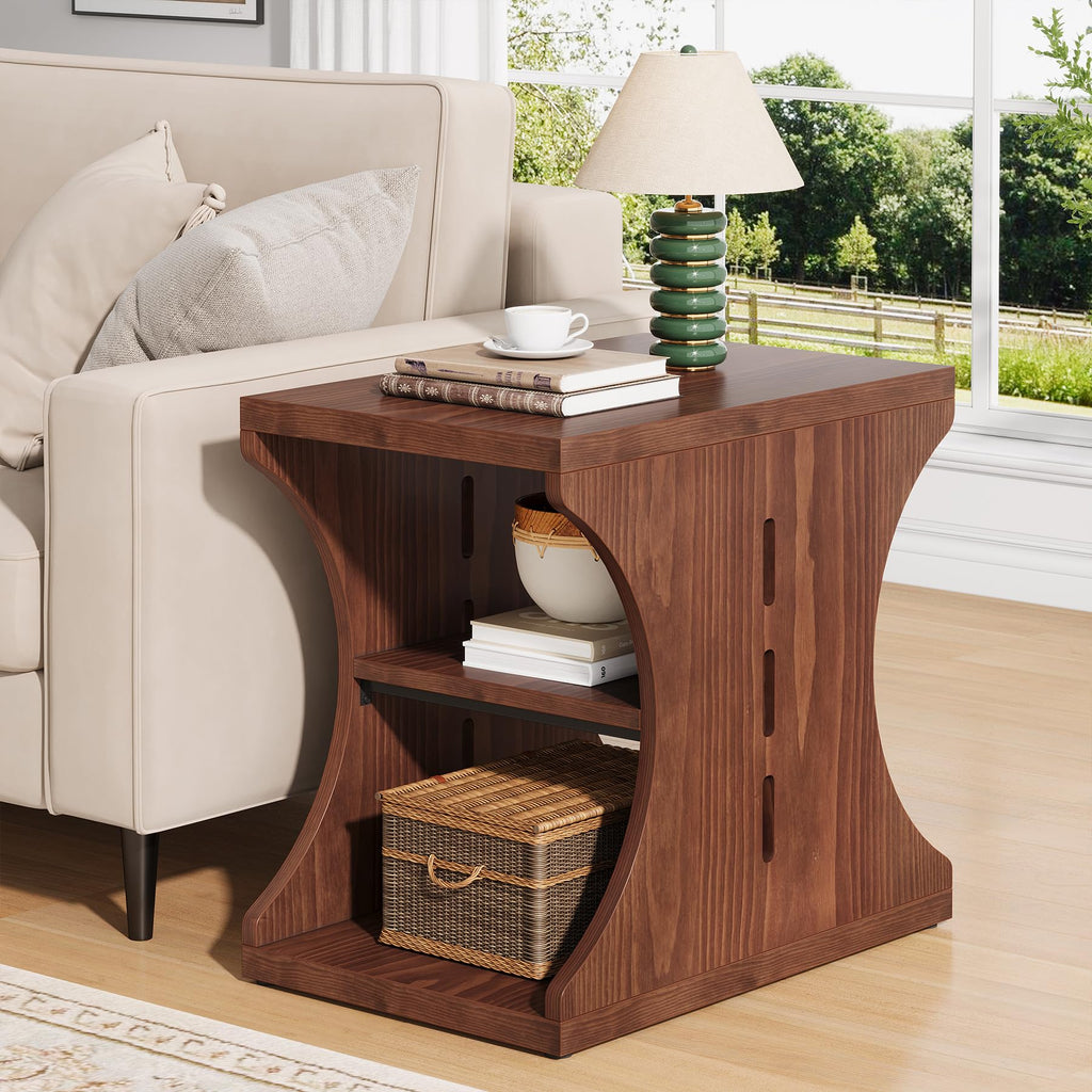 Brown Solid Wood Side End Table Y179358