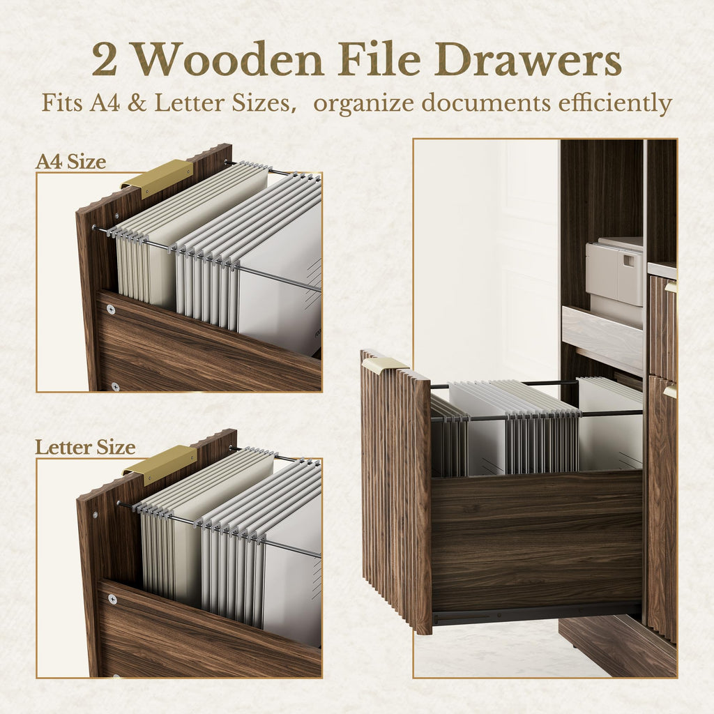 Black 3 Drawer Wood File Cabinet with Charging Station H220