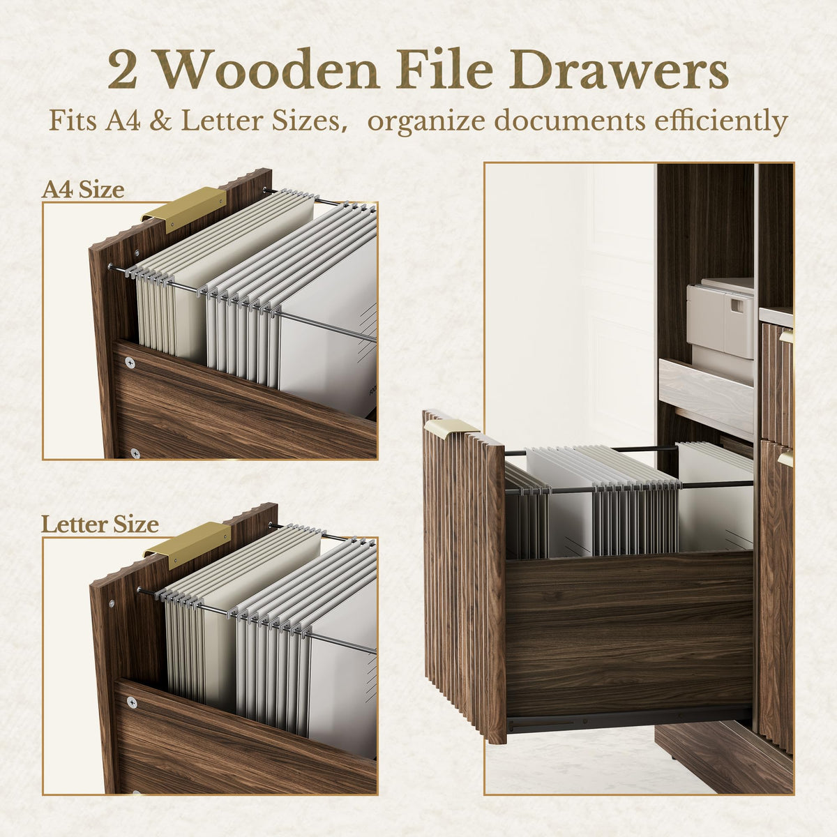 Black 3 Drawer Wood File Cabinet with Charging Station H220