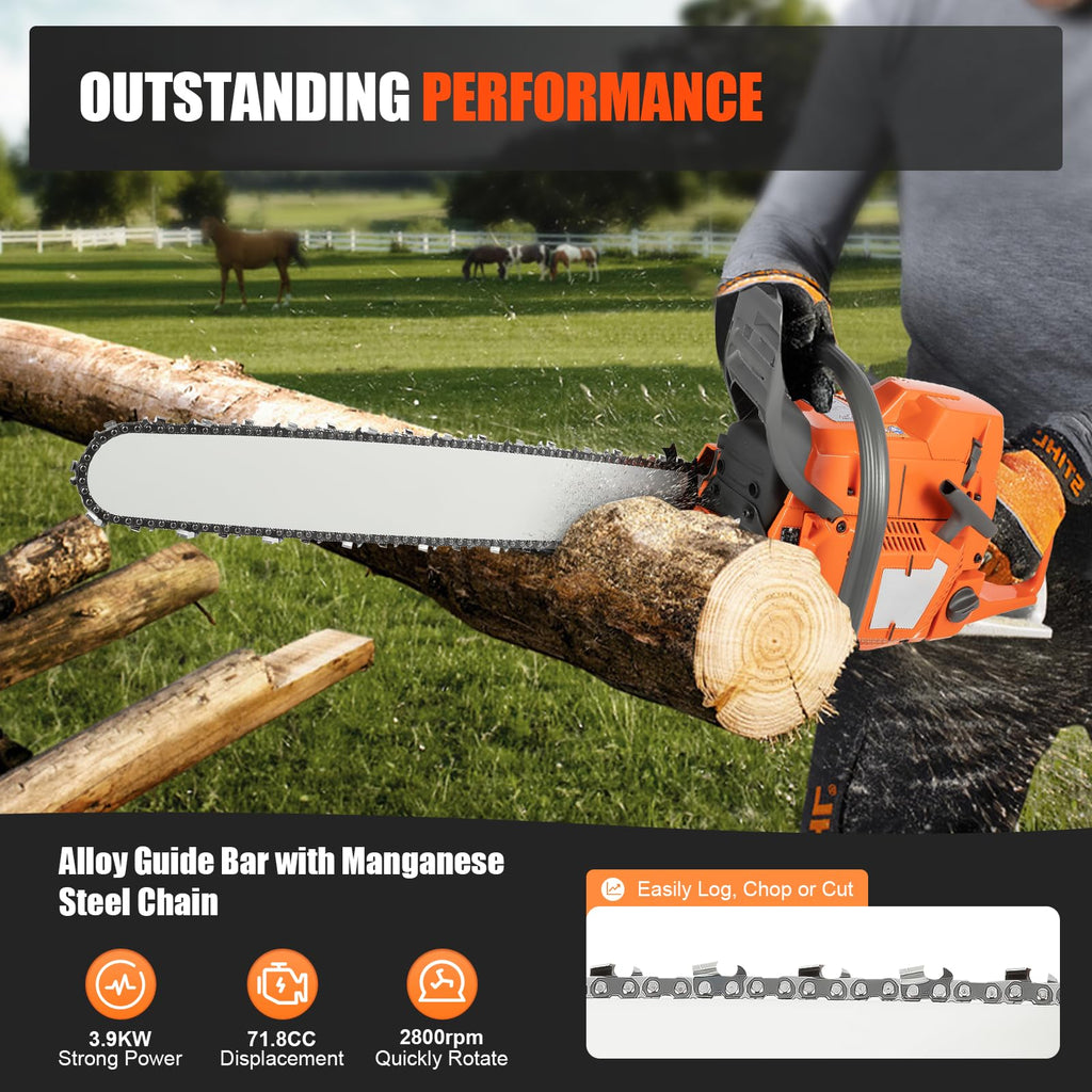 24'' 72CC 2-Stroke Gas Chainsaw S56104