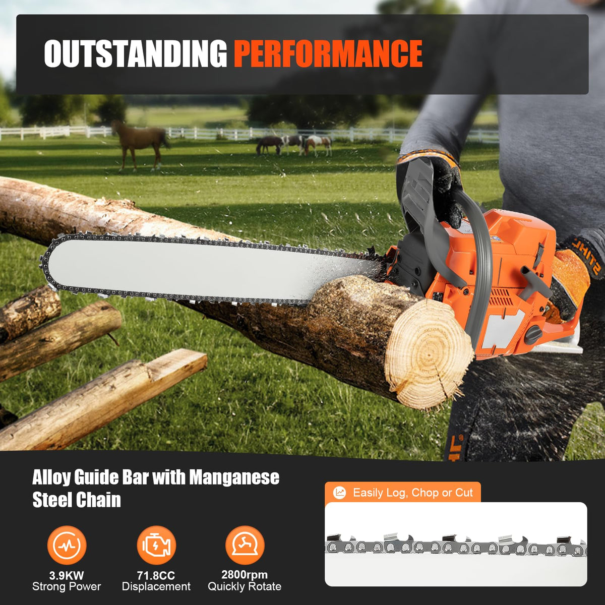 24'' 72CC 2-Stroke Gas Chainsaw S56104