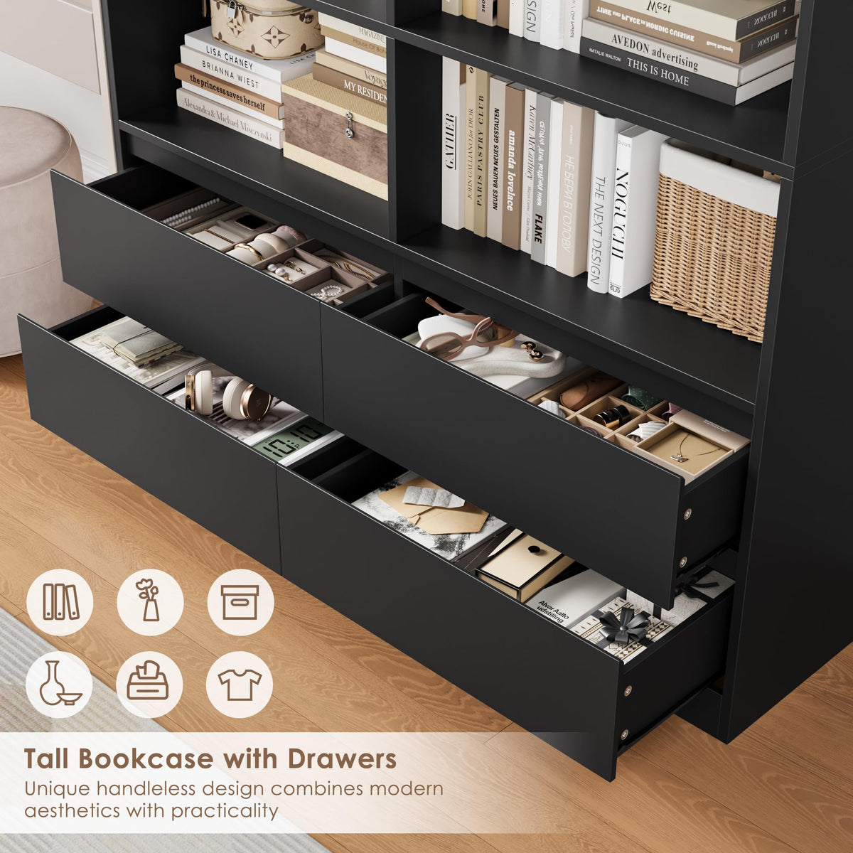 Black 4 Drawer Bookshelf M60164