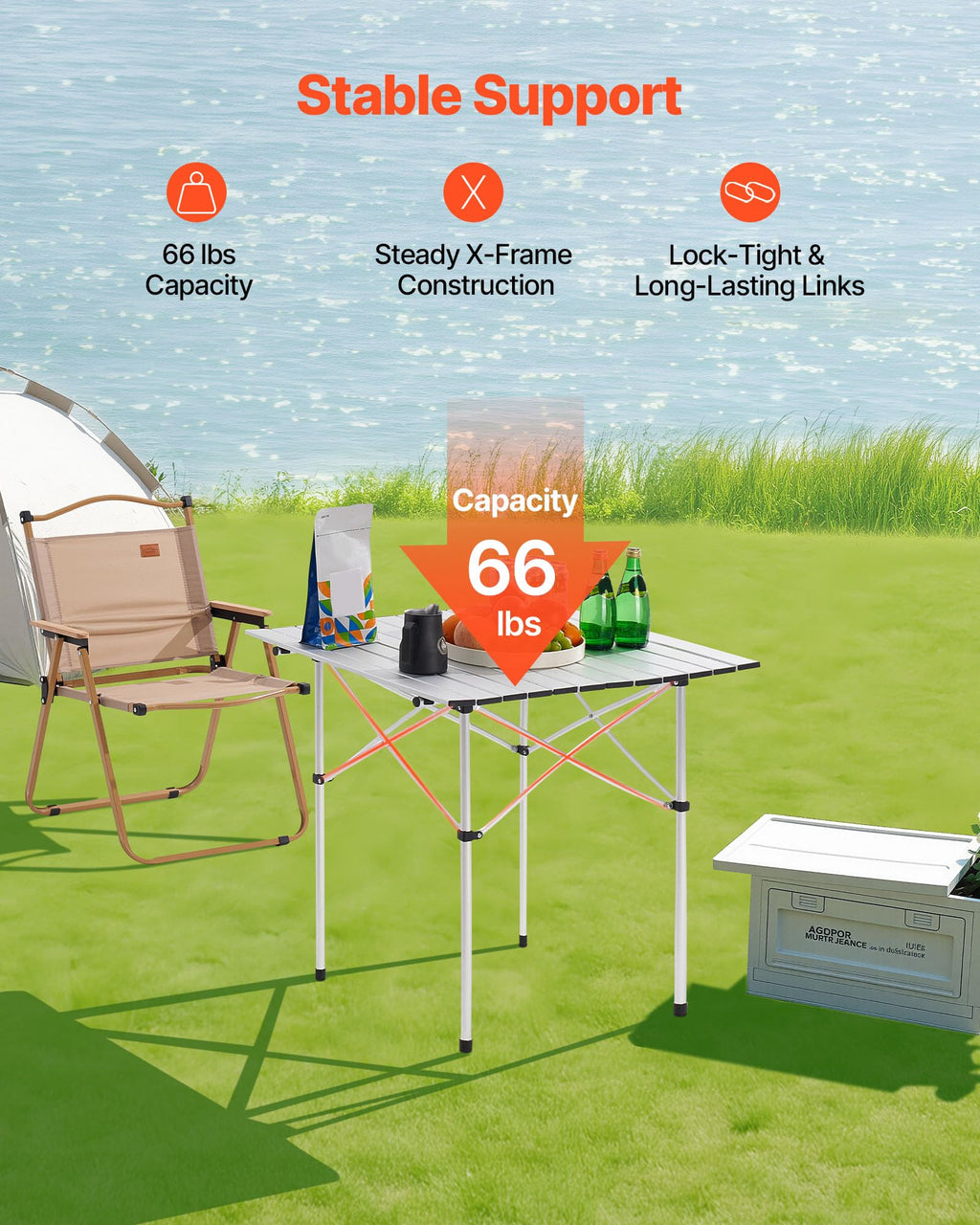 Folding Camping Table 28 inch Silver E2361