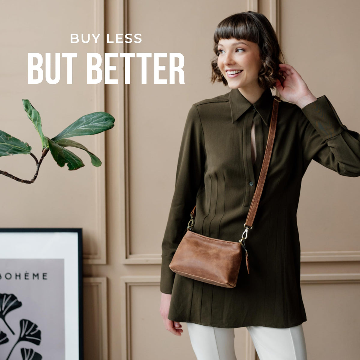 Full Grain Leather Crossbody Purse U697