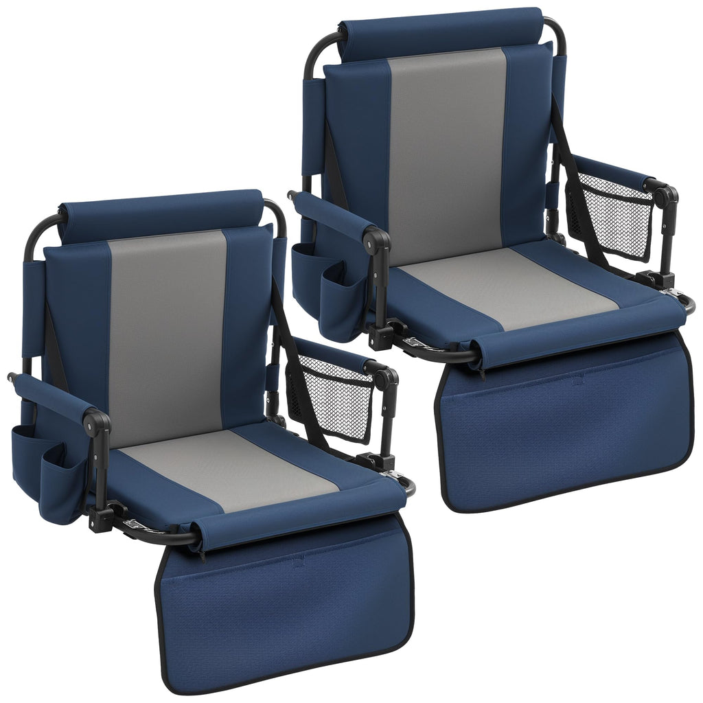 Portable Stadium Seat with Cup Holders & Armrests, Blue & Gray L428500
