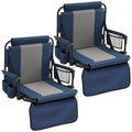 Portable Stadium Seat with Cup Holders & Armrests, Blue & Gray L428500