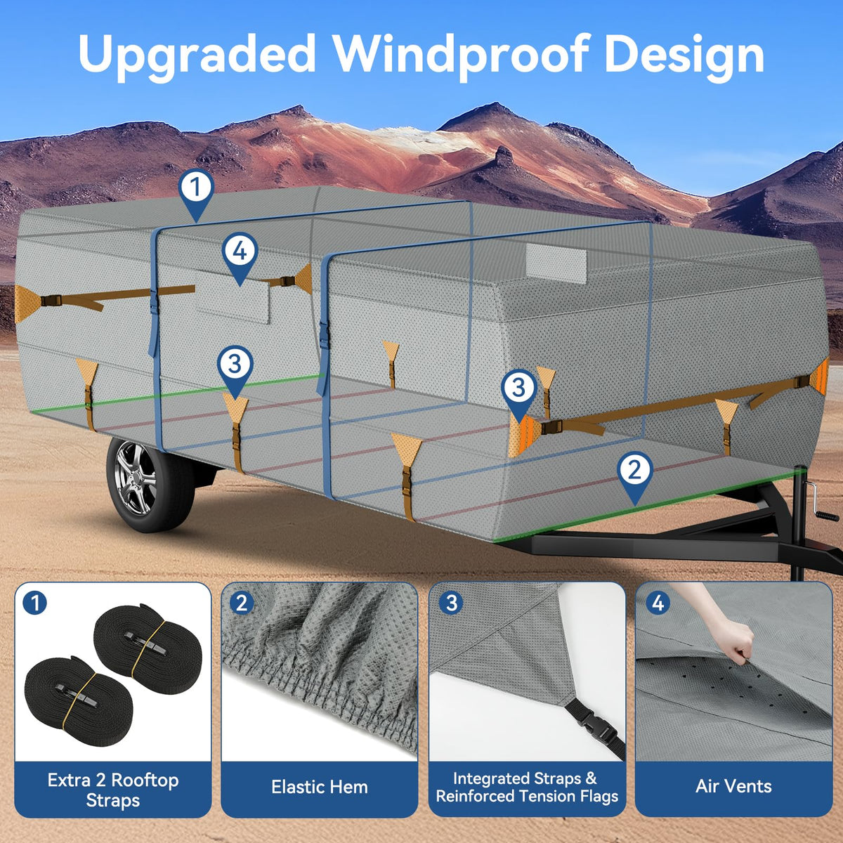 Waterproof Pop Up Camper Tent Trailer Cover 10'-12' R191