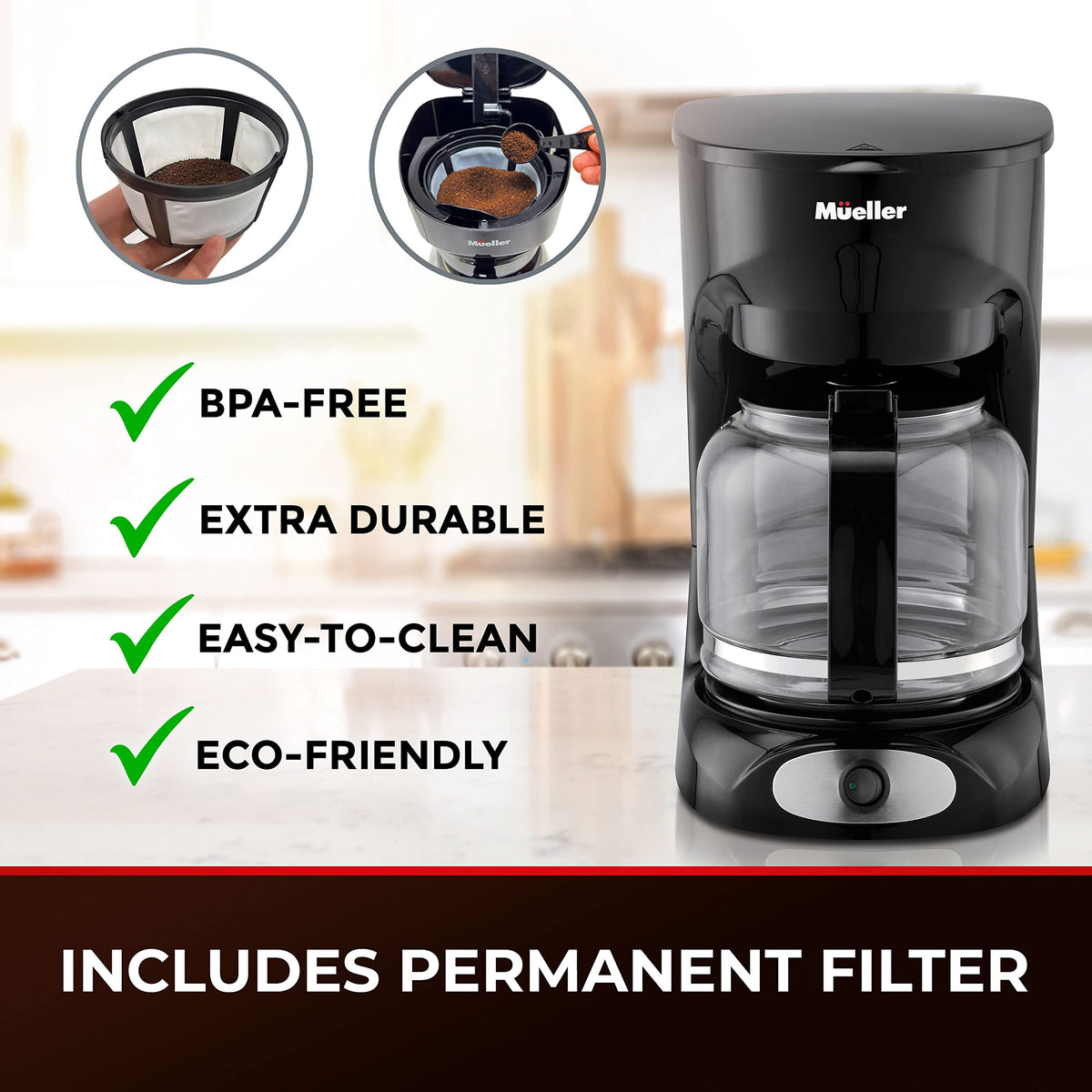 12-Cup Drip Coffee Maker with Glass Carafe W35927