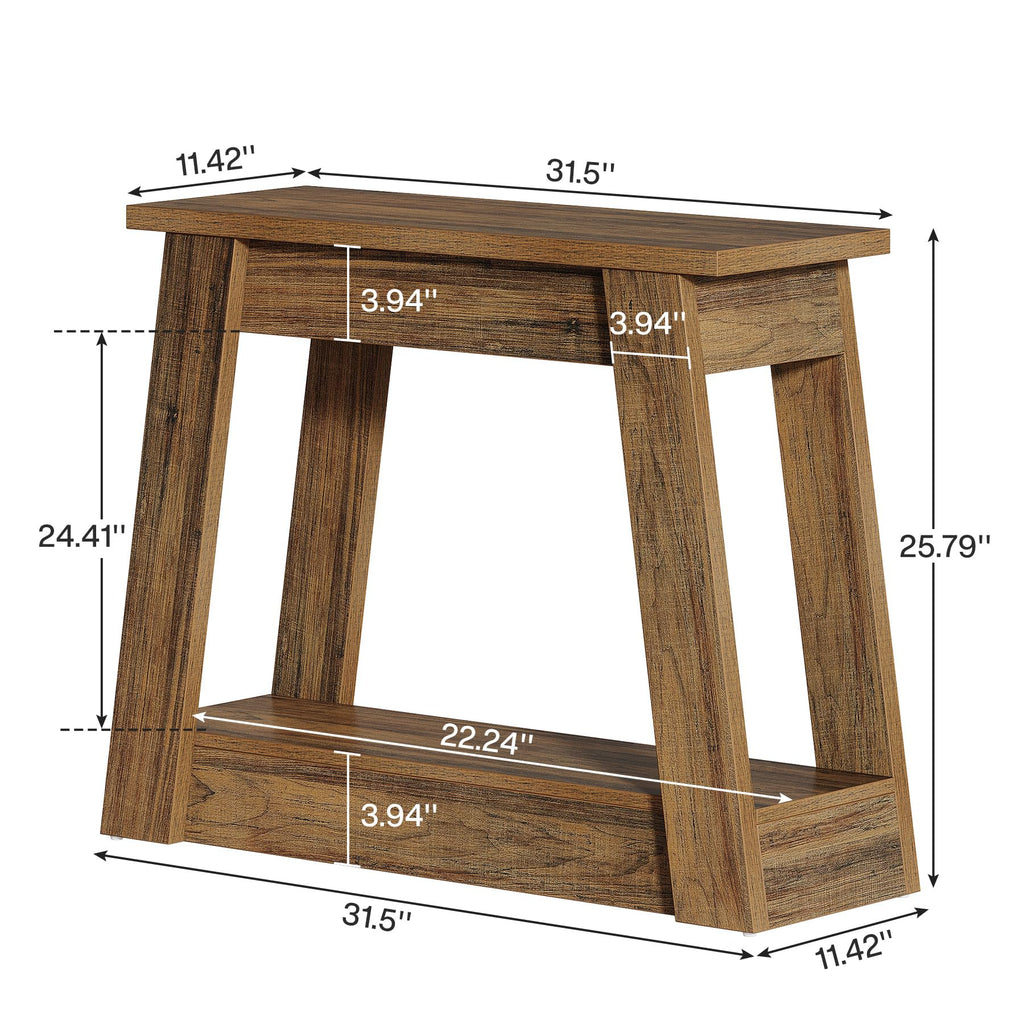 Wood End Table with 2 Storage Shelves C188