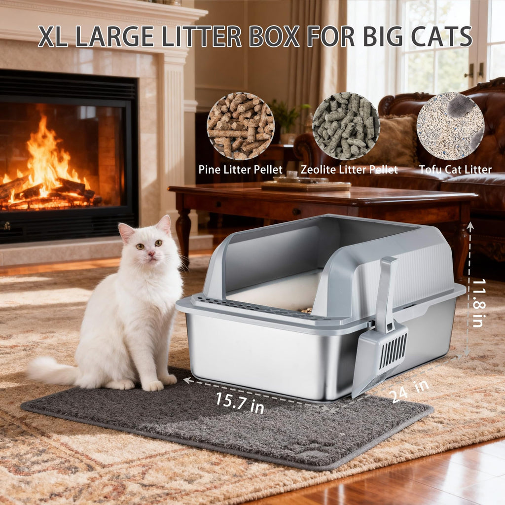 Stainless Steel Sifting Litter Box with Lid W504