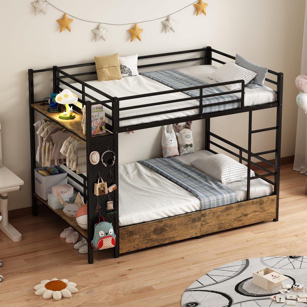 Twin Over Twin Metal Bunk Bed with Storage B732986