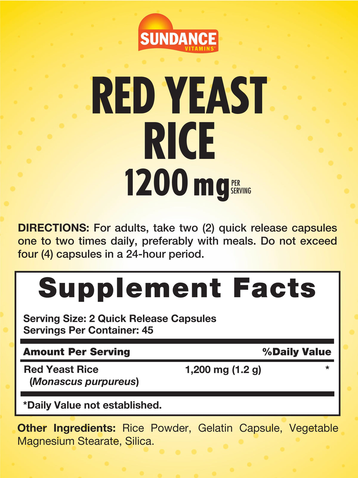 Red Yeast Rice 1200mg Capsules A7812