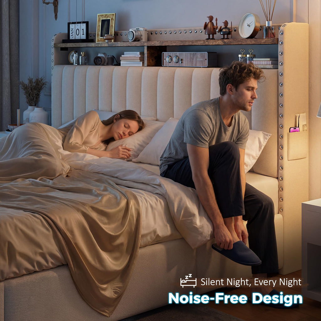 Queen Bed Frame with 3 Storage Drawers & Headboard L25896