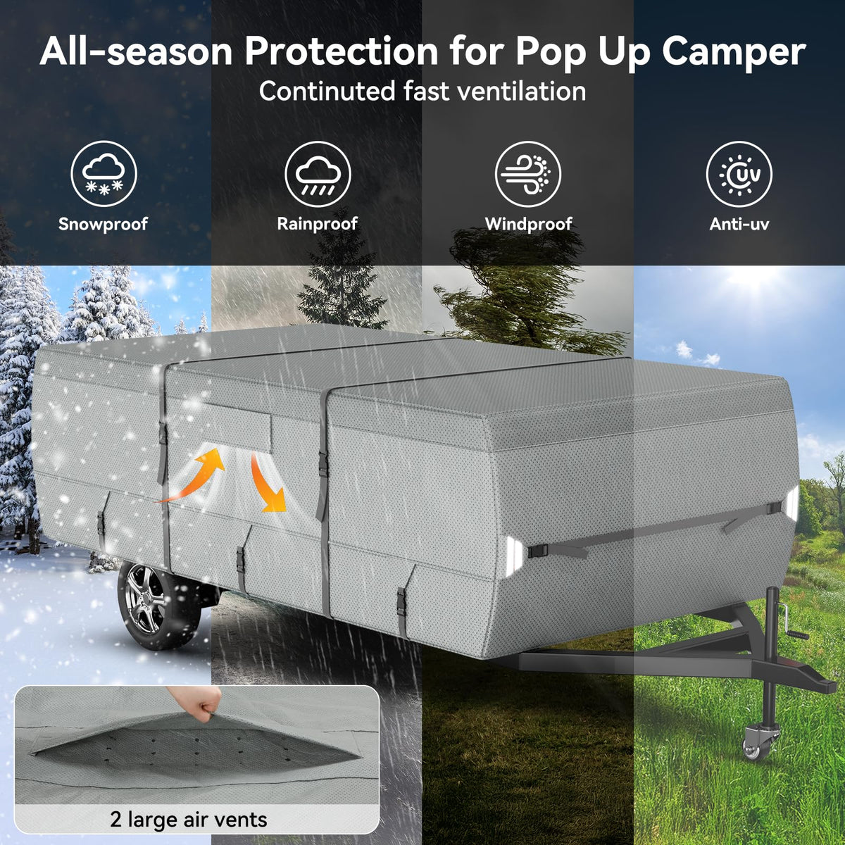 Waterproof Pop Up Camper Tent Trailer Cover 10'-12' R191