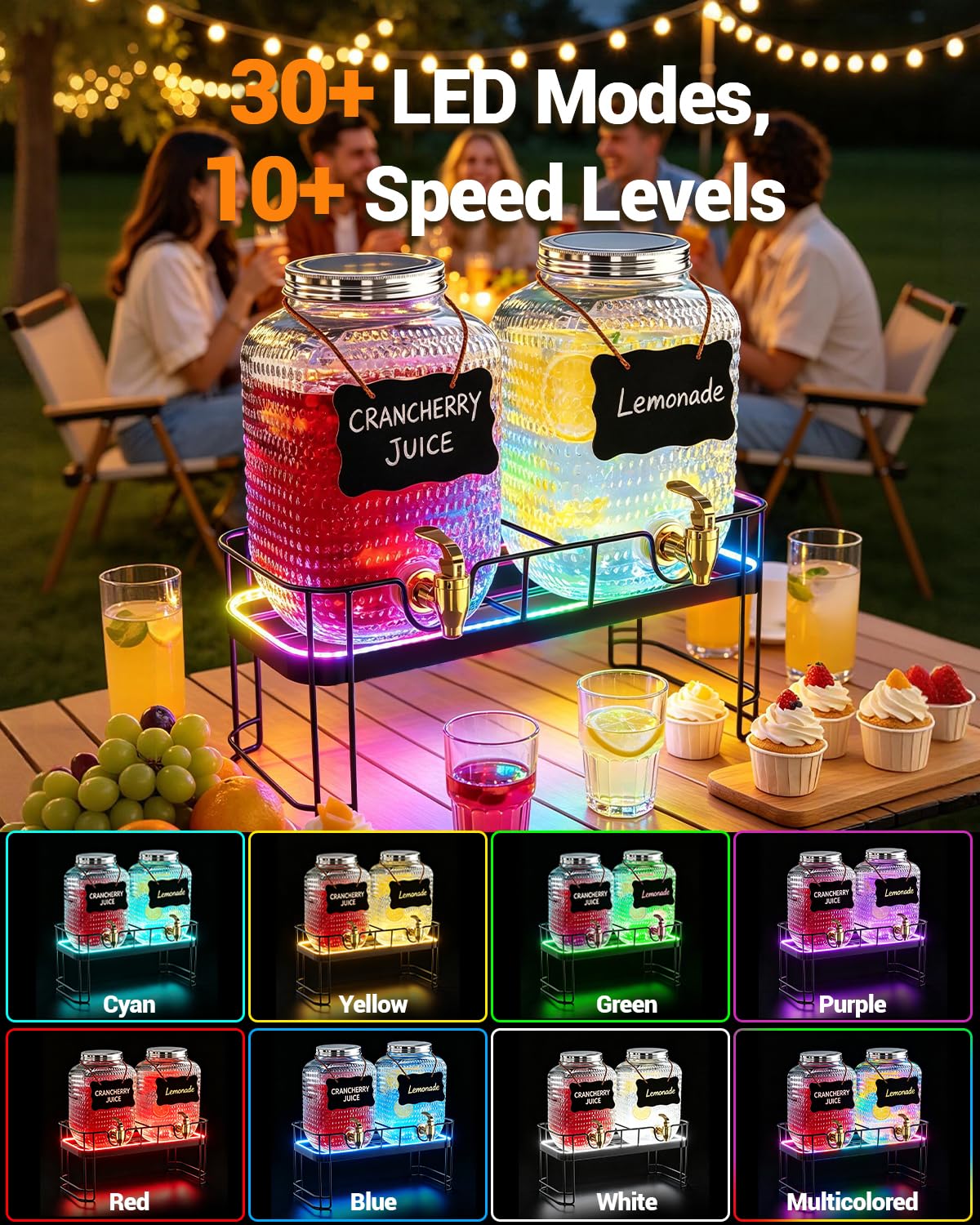 2 Pack 1 Gallon Glass Drink Dispensers with Stand Y521069
