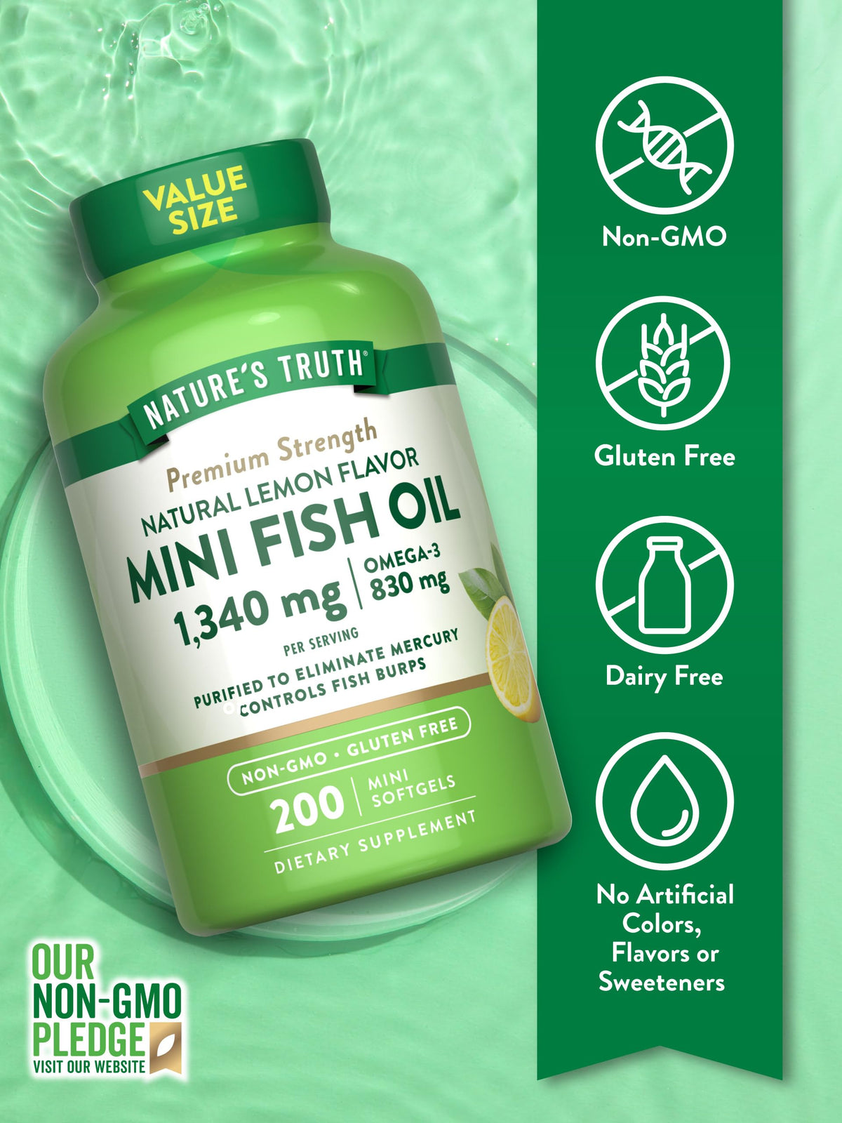 Fish Oil Omega 3 1340 mg 200 Mini Softgels E475620