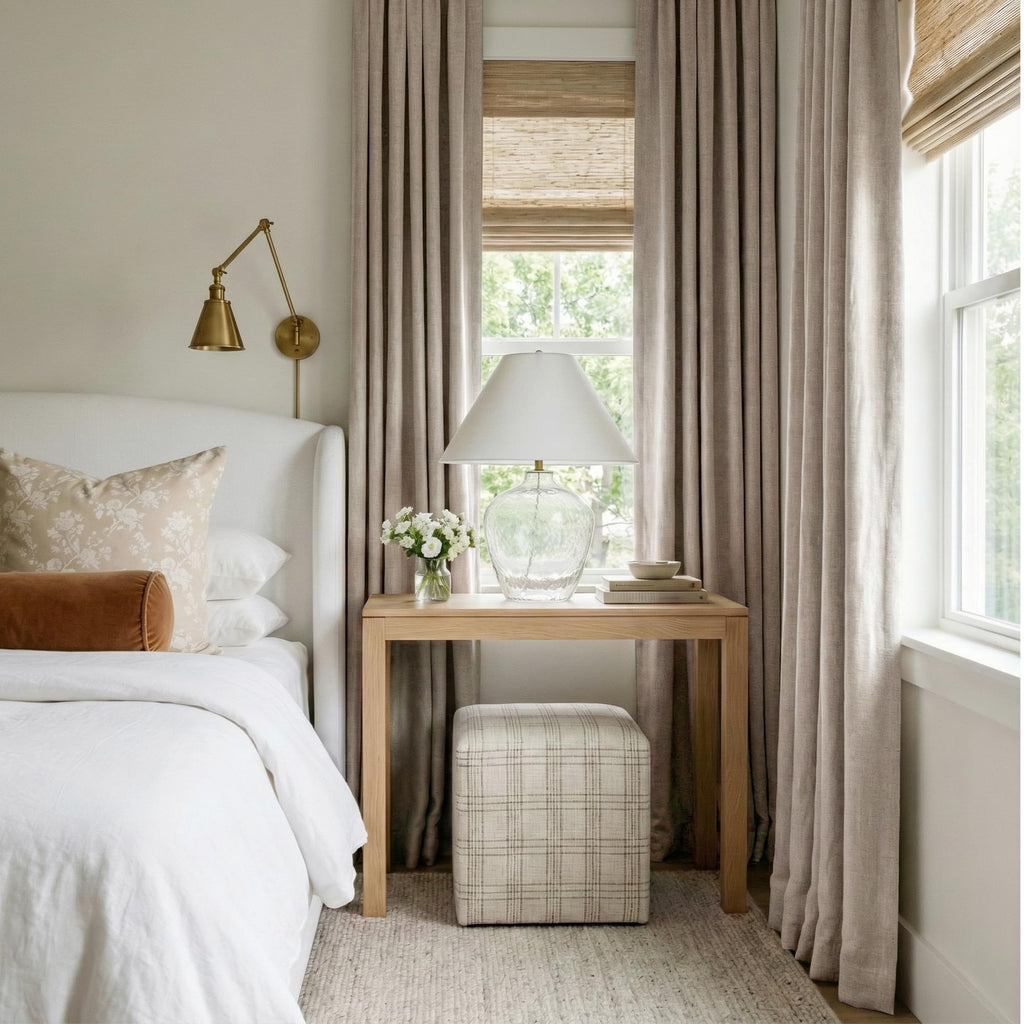 Natural Beige 100% Blackout Linen Curtains 96 Inch G36677